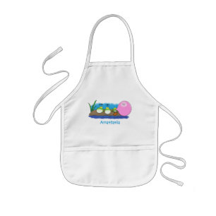 Cute funny frogs bubblegum cartoon illustration kids' apron
