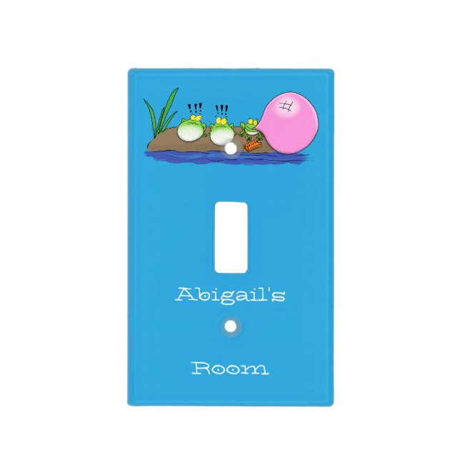 Cute funny frogs bubblegum cartoon illustration light switch cover (Front)
