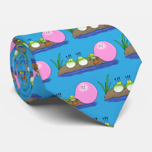 Cute funny frogs bubblegum cartoon illustration neck tie