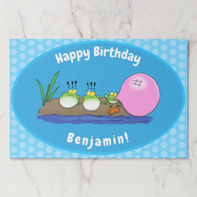 Cute funny frogs bubblegum cartoon illustration paper pad (Front)