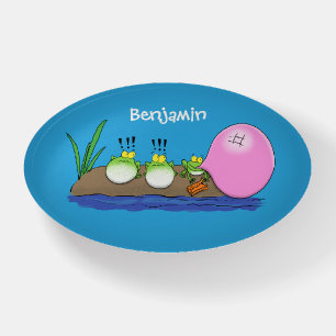 Cute funny frogs bubblegum cartoon illustration paperweight