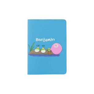 Cute funny frogs bubblegum cartoon illustration passport holder