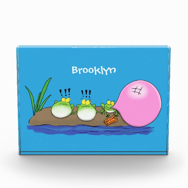 Cute funny frogs bubblegum cartoon illustration photo block (Front)