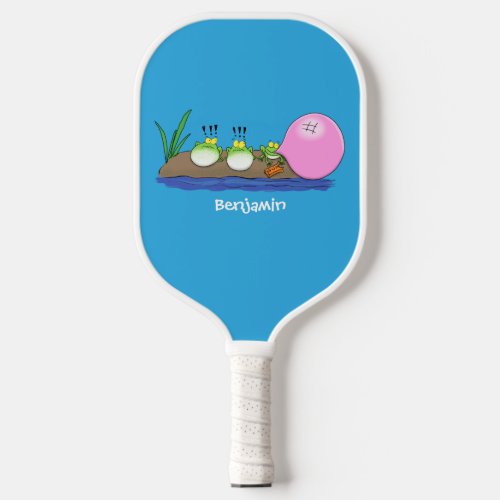 Cute funny frogs bubblegum cartoon illustration pickleball paddle