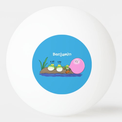 Cute funny frogs bubblegum cartoon illustration ping pong ball