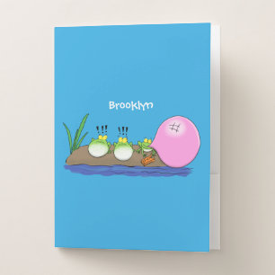 Cute funny frogs bubblegum cartoon illustration pocket folder