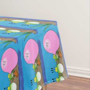 Cute funny frogs bubblegum cartoon illustration tablecloth