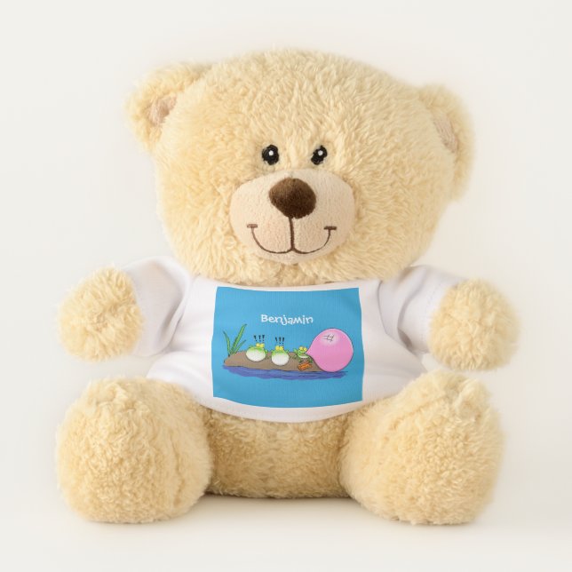 Cute funny frogs bubblegum cartoon illustration teddy bear (Front)