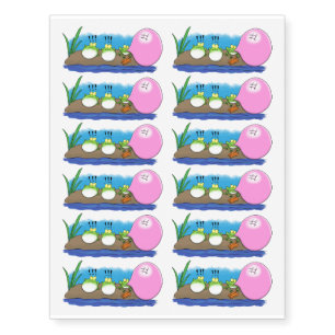 Cute funny frogs bubblegum cartoon illustration temporary tattoos