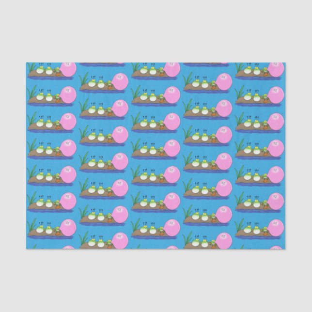 Cute funny frogs bubblegum cartoon illustration tissue paper (Front)