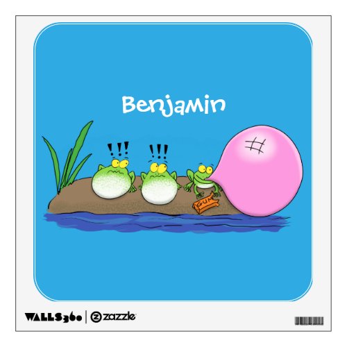 Cute funny frogs bubblegum cartoon illustration wall decal