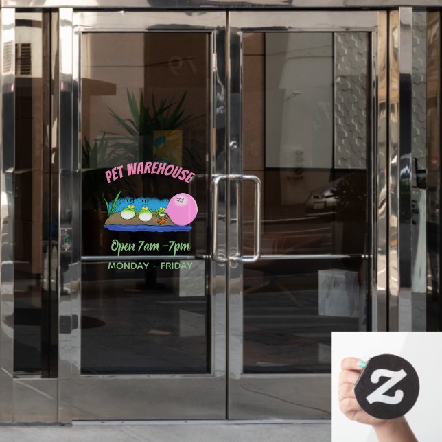 Cute funny frogs bubblegum cartoon illustration window cling (Office Door)