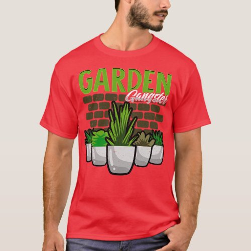 Cute Funny Garden Gangster Gardening Pun T_Shirt