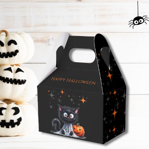 Cute Funny Ghost Black Kitten Halloween Favor Boxes