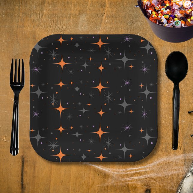 Cute Funny Ghost Black Kitten Halloween  Paper Plates (Creator Uploaded)