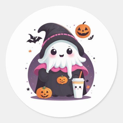 cute funny ghost chocolate halloween  classic round sticker