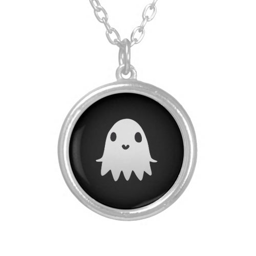 Cute Funny Ghost Gothic Halloween Silver Plated Necklace