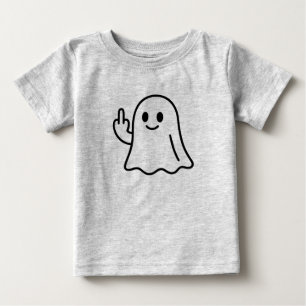 Cute Funny Ghost Halloween Line Art Design Baby T-Shirt