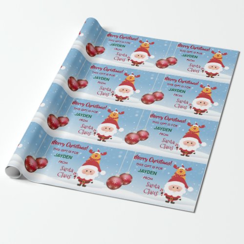 Cute Funny Gift From Santa Claus Rudolph For Kids Wrapping Paper