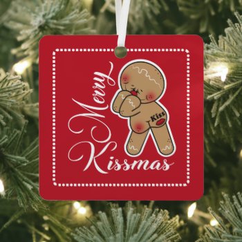 Cute Funny Gingerbread Man Metal Ornament by HeeHeeCreations at Zazzle
