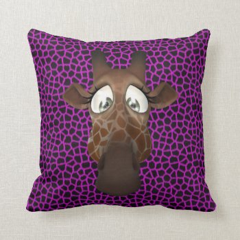 Cute Funny Giraffe Face Purple Animal Fur Pattern Throw Pillow by Just_Giraffes at Zazzle