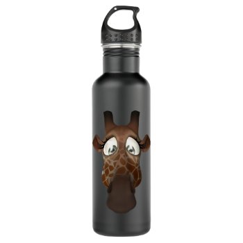 Cute Funny Giraffe Face Stainless Steel Water Bottle by Just_Giraffes at Zazzle