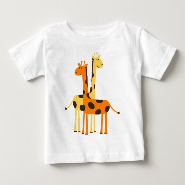 Cute Funny Giraffe Pair Baby T-Shirt (Front)