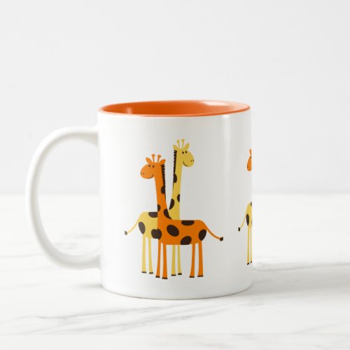 Cute Funny Giraffe Pair Two_Tone Coffee Mug