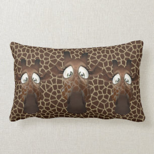 Cute Funny Giraffes Animal Fur Pattern Lumbar Pillow
