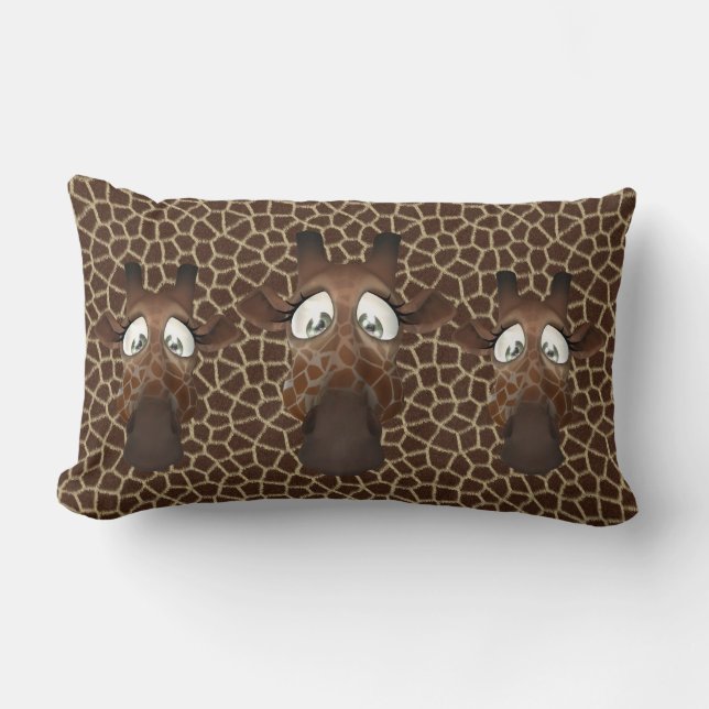 Cute Funny Giraffes Animal Fur Pattern Lumbar Pillow (Front)