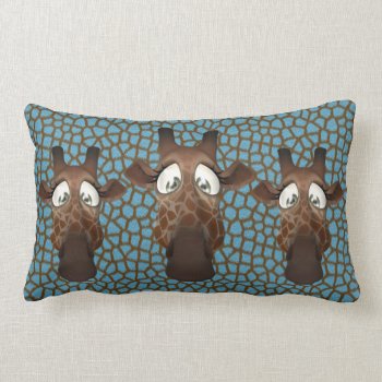 Cute Funny Giraffes Blue Fur Pattern Lumbar Pillow by Just_Giraffes at Zazzle