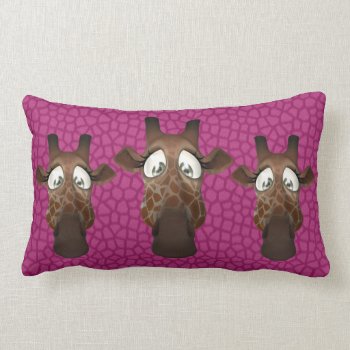 Cute Funny Giraffes Pink Fur Pattern Lumbar Pillow by Just_Giraffes at Zazzle