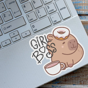 Cute Funny Girl Boss Capybara Sticker