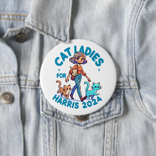 Cute Funny Girly Childless Cat Lady Kamala Harris Button