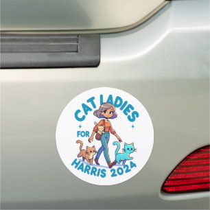 Cute Funny Girly Childless Cat Lady Kamala Harris Car Magnet