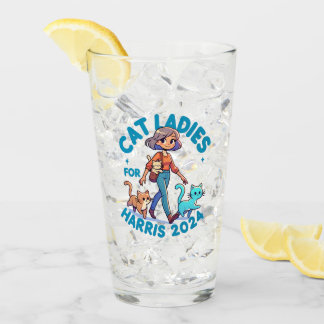 Cute Funny Girly Childless Cat Lady Kamala Harris Glass