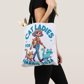 Cute Funny Girly Childless Cat Lady Kamala Harris Tote Bag