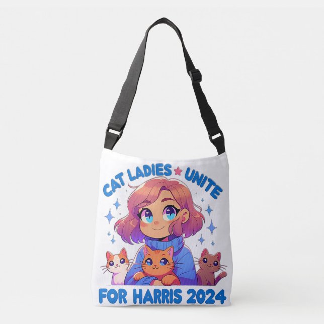 Cute Funny Girly Childless Cat Lady Unite Harris Crossbody Bag (Front)