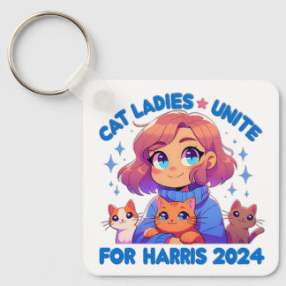 Cute Funny Girly Childless Cat Lady Unite Harris Keychain