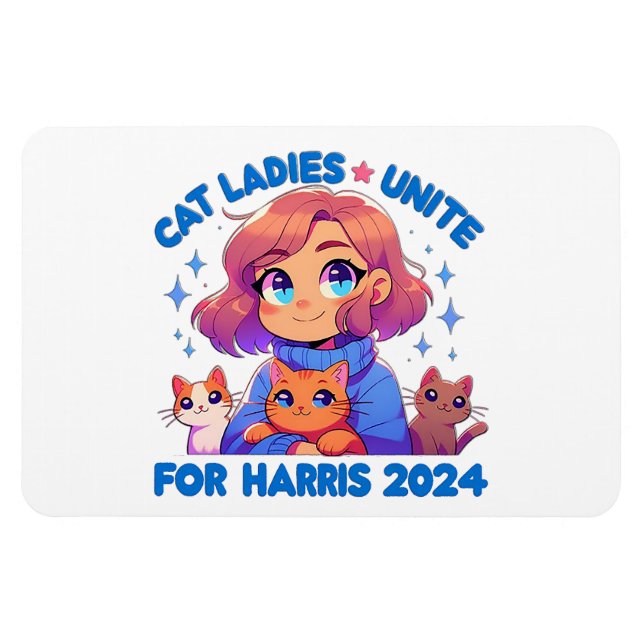 Cute Funny Girly Childless Cat Lady Unite Harris Magnet (Horizontal)