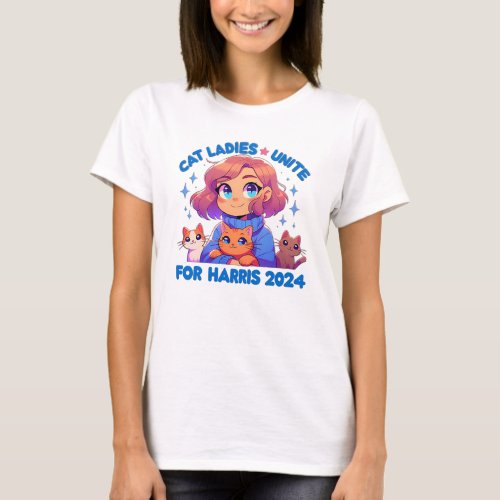 Cute Funny Girly Childless Cat Lady Unite Harris T_Shirt