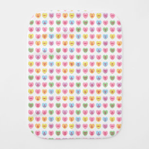 Cute funny girly custom conversation candy hearts baby burp cloth