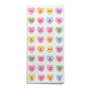 Cute funny girly custom conversation candy hearts cloth napkin