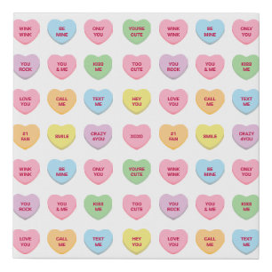 Cute funny girly custom conversation candy hearts faux canvas print
