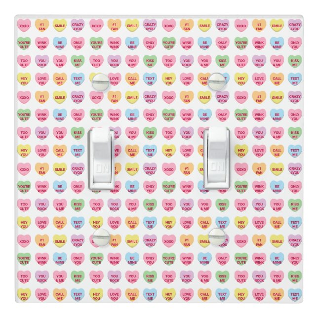 Cute funny girly custom conversation candy hearts light switch cover (In Situ)