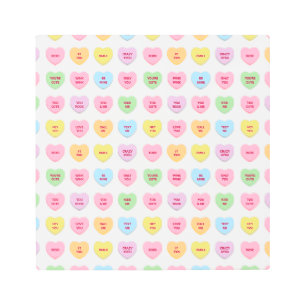 Cute funny girly custom conversation candy hearts metal print