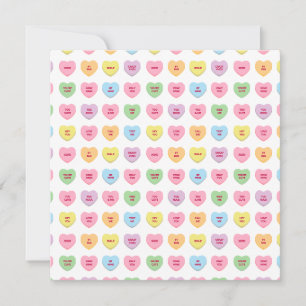 Cute funny girly custom conversation candy hearts note card