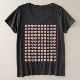 Cute funny girly custom conversation candy hearts plus size T-Shirt