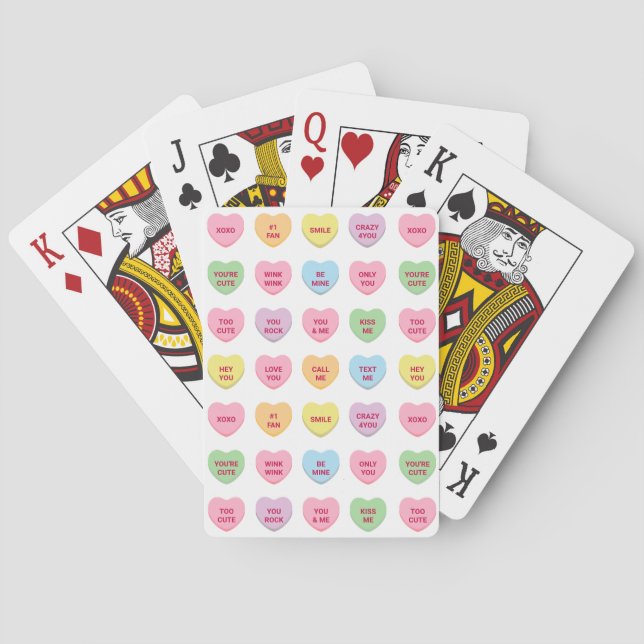 Cute funny girly custom conversation candy hearts poker cards (Back)