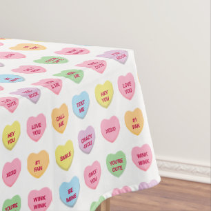 Cute funny girly custom conversation candy hearts tablecloth